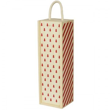 1 Bottle Wooden Box with Christmas Trees